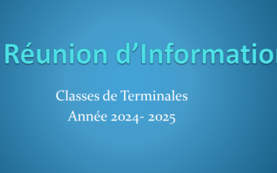 Réunion d’information des classes de Terminale